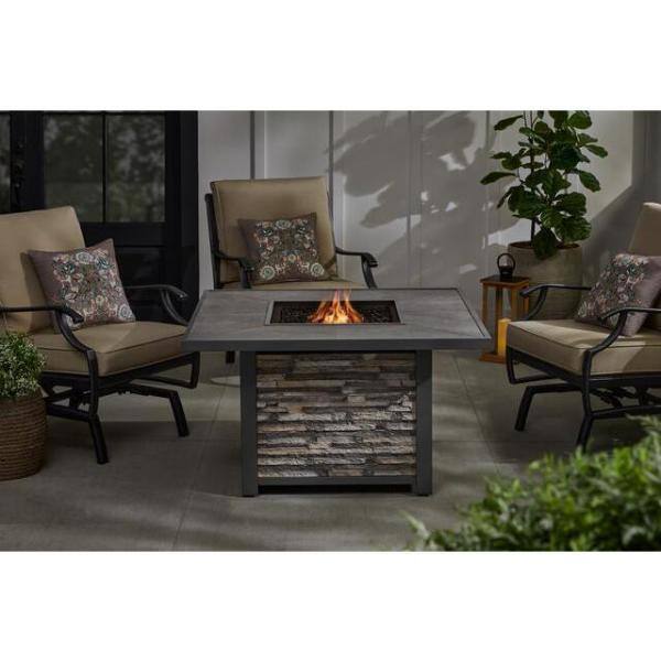 Home Decorators Collection Picanto 44.09 in. x 25.59 in. Square Steel Propane Gas Gray Fire Pit FHTS80289