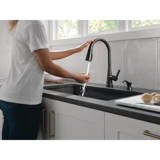 Delta Greydon Single-Handle Pull Down Sprayer Kitchen Faucet with Touch2O and ShieldSpray Technology in Matte Black 19826TZ-BLSD-DST