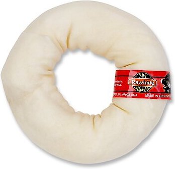 The Rawhide Express Natural Medium Donut Dog Treat， 5-6-in