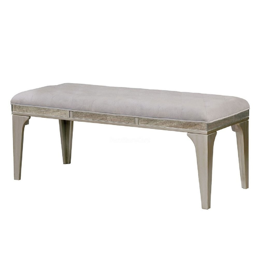 Dining Seating Bench in Silver and Light Gray