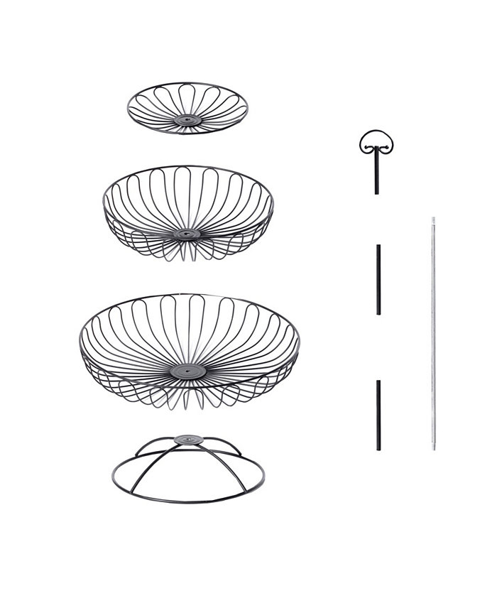 Basicwise 3 Tiers Wire Basket Fruit Bowl