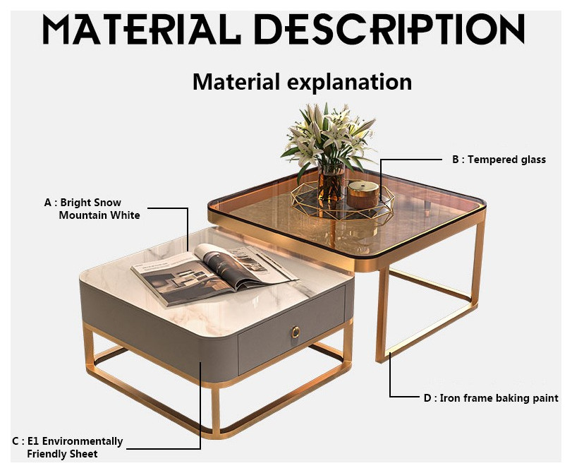 Gold/Black Nordic Coffee Table For Living Room   Modern   Coffee Table Sets   by Miron Demid LLC  Houzz