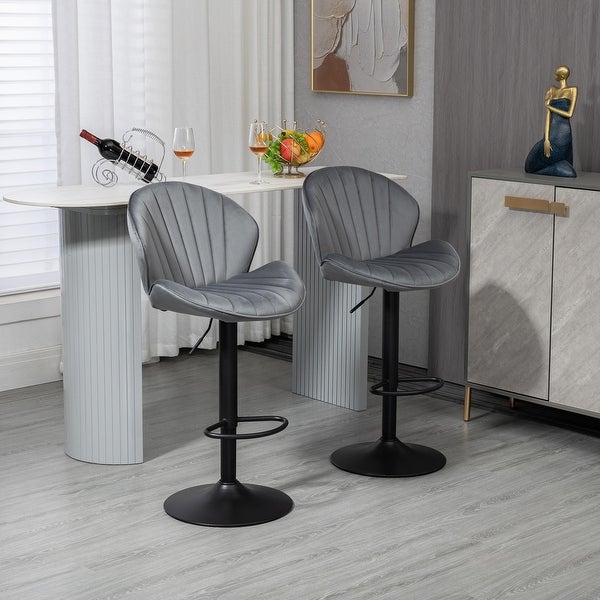 Bar Stools Set of 2 - Adjustable Barstools with Back and Footrest