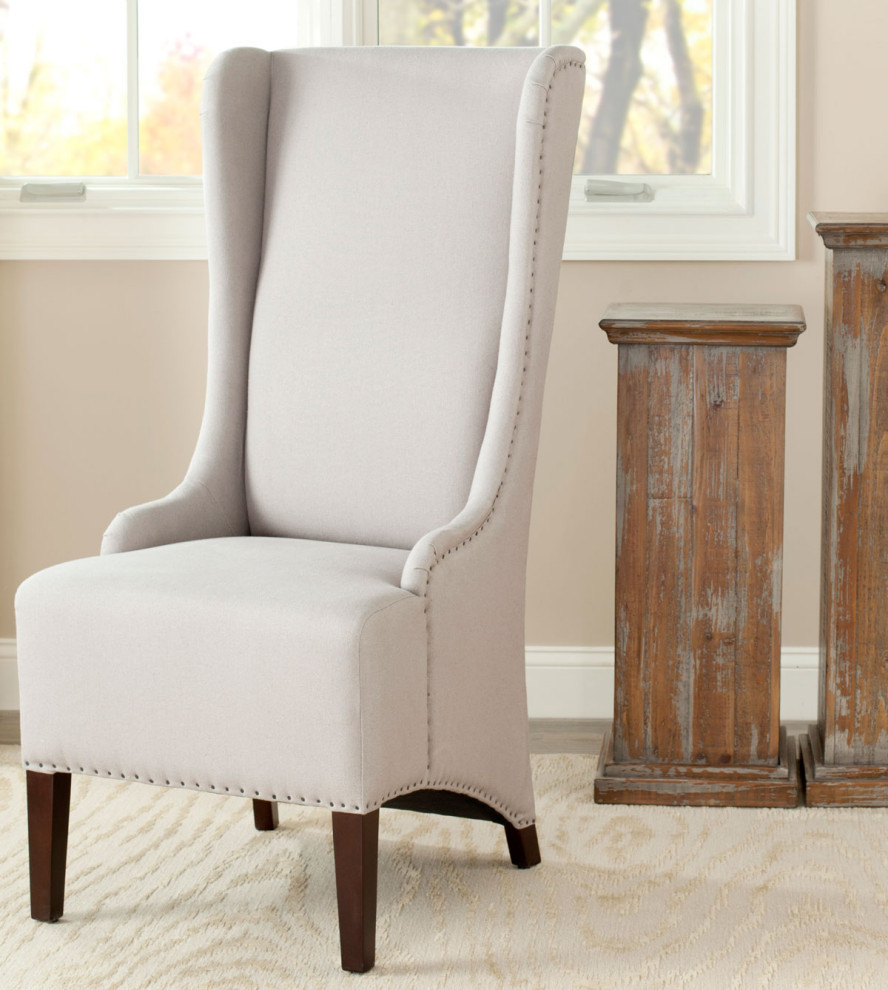 Lauren 20 quotH Linen Dining Chair  Set of 2  Taupe/Black/Cherry Mahogany   Transitional   Dining Chairs   by V.S.D Furniture  Houzz