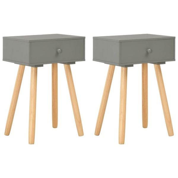 vidaXL Bedside Tables 2 pcs Gray Solid Pinewood