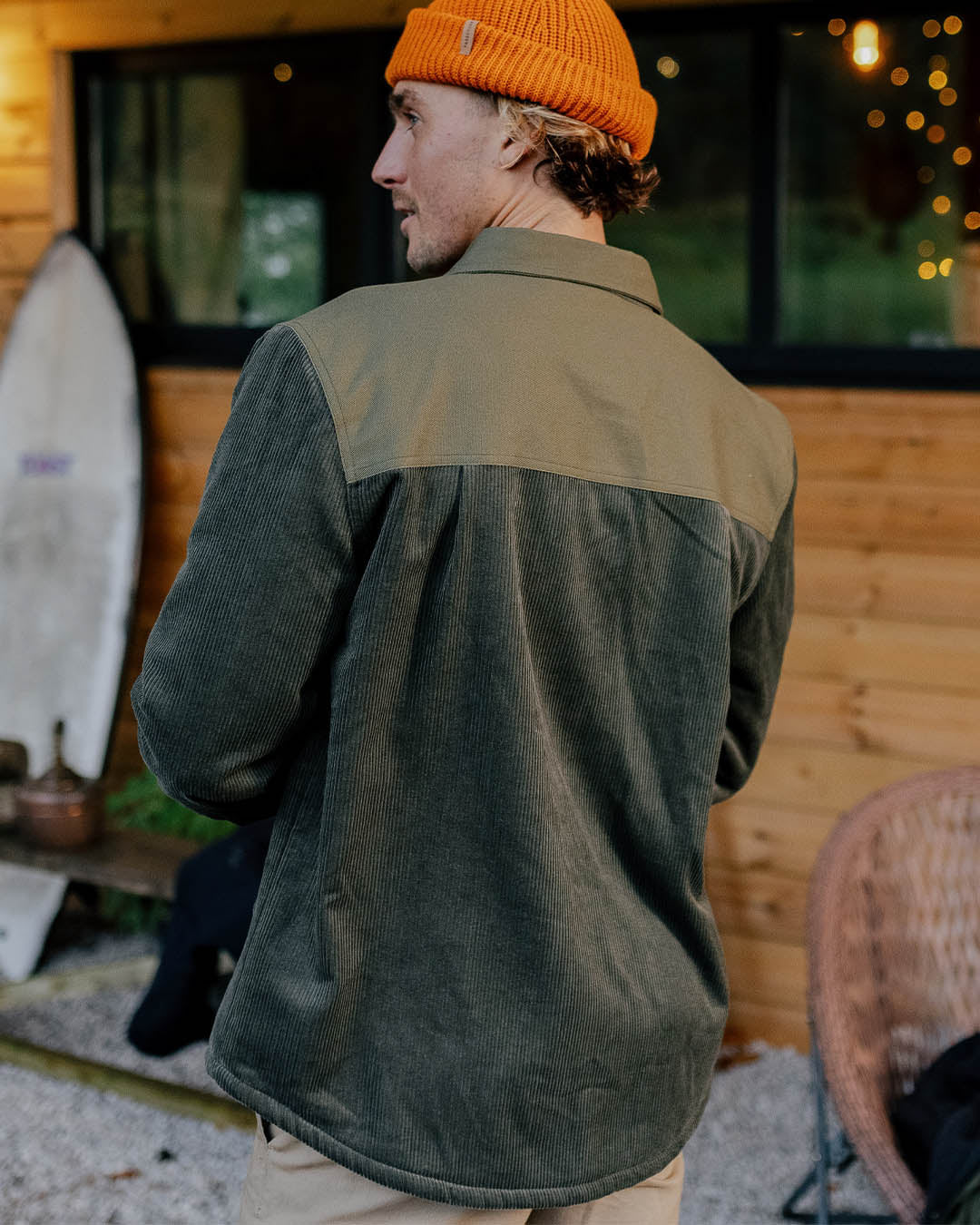 Kodiak Sherpa Lined Cord Overshirt - Dusty Olive