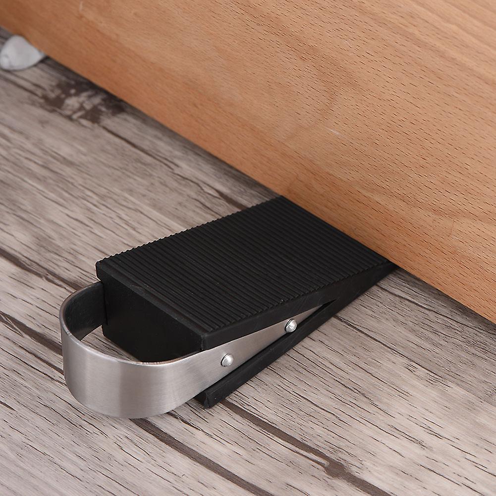 1pc Rubber Stainless Steel Door Stop Wedge Block Stopper Safety Protector Home Office Use Hot