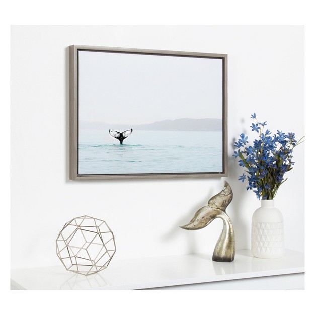 X 24 quot Sylvie Whale Tail In The Mist Framed Canvas By Amy Peterson Gray Kate And Laurel