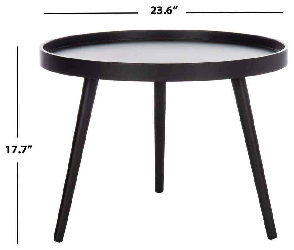 Fritz Round Tray Top Side Table  Black   Midcentury   Side Tables And End Tables   by HedgeApple  Houzz