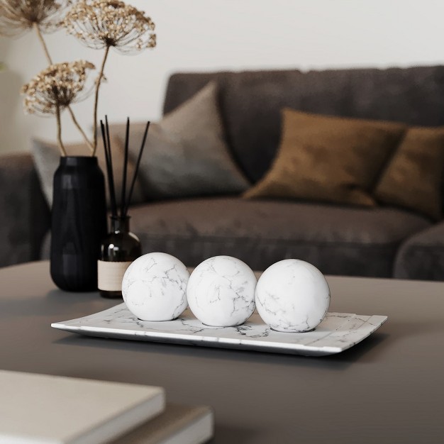 Creative Scents White Marble Home Decor Tray And Orb Set