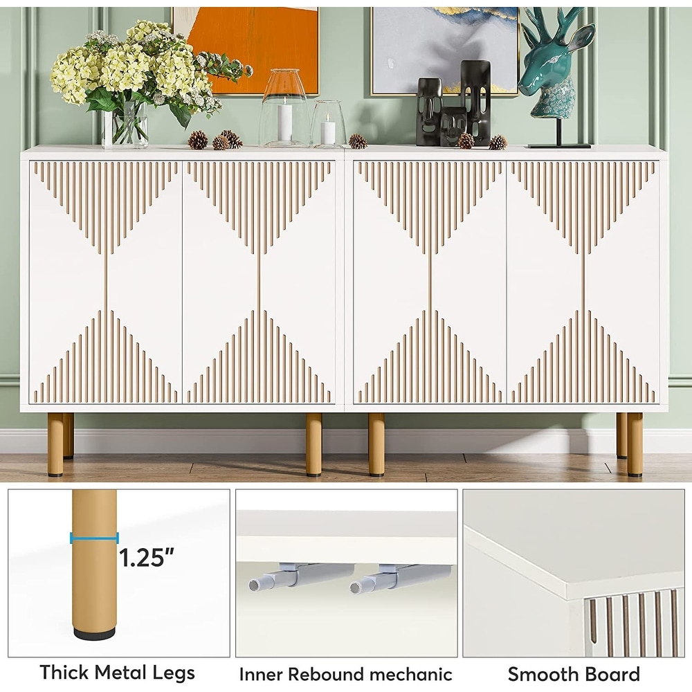 White 58 inches Sideboard Storage Cabinet Buffet Set