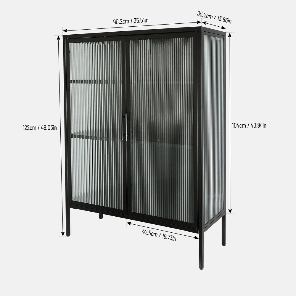 48 Inch Double Glass Door Storage Cabinet