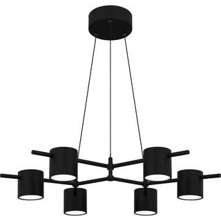 Hampton Bay Turrill 35-Watt 6-Light Matte Black Integrated LED Candle-Style Chandelier HD7991A