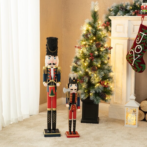 Glitzhome 36inch Wooden Christmas King/Drummer Nutcracker