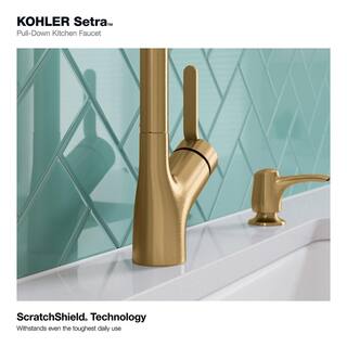 KOHLER Setra Single-Handle Pull-Down Sprayer Kitchen Faucet in Vibrant Brushed Moderne Brass K-R22897-SD-2MB