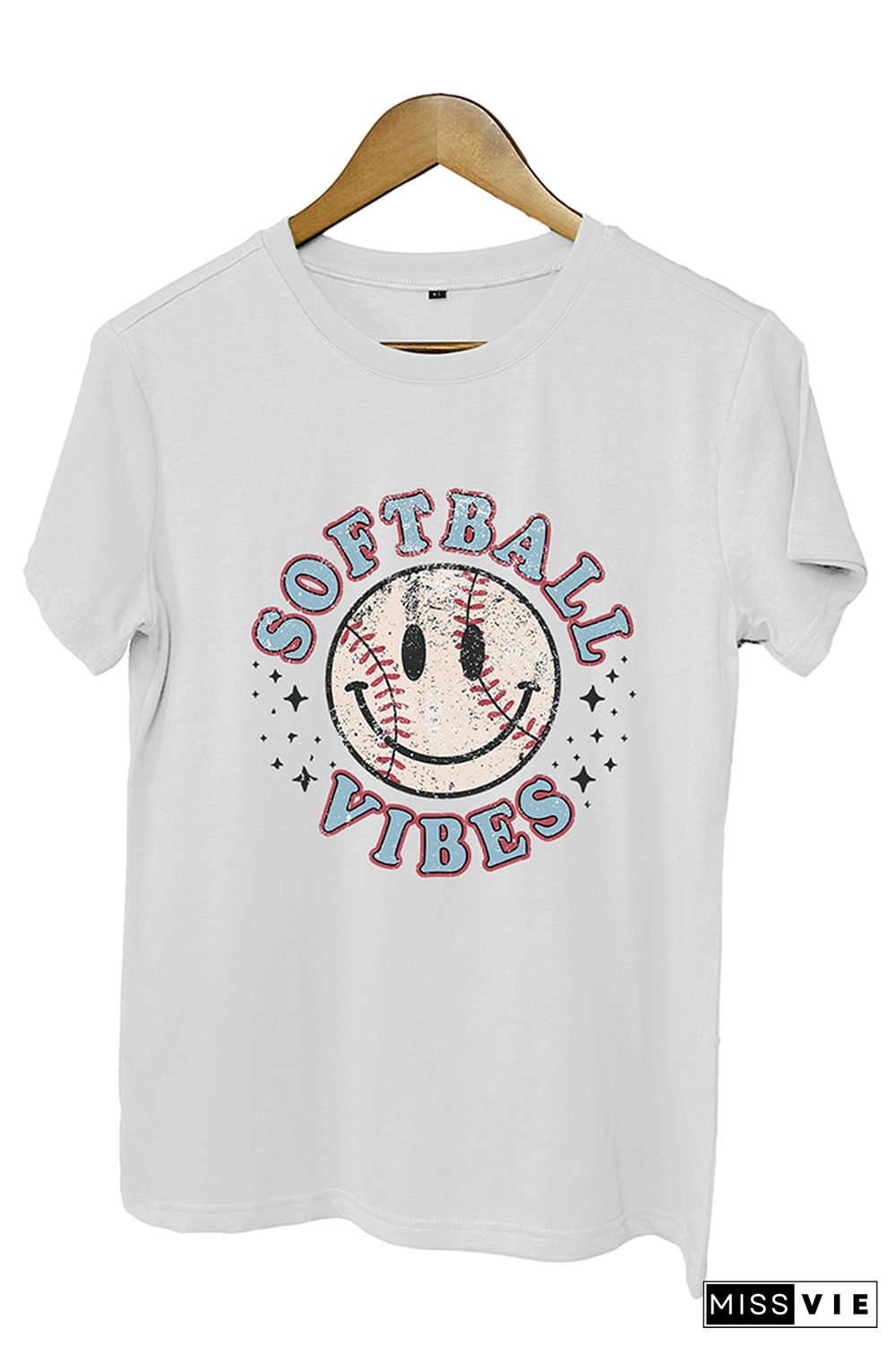 Softball Smiley Face Graphic Tee Wholesale