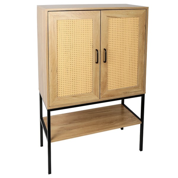 2 Rattan Doors Free Standing Sideboard