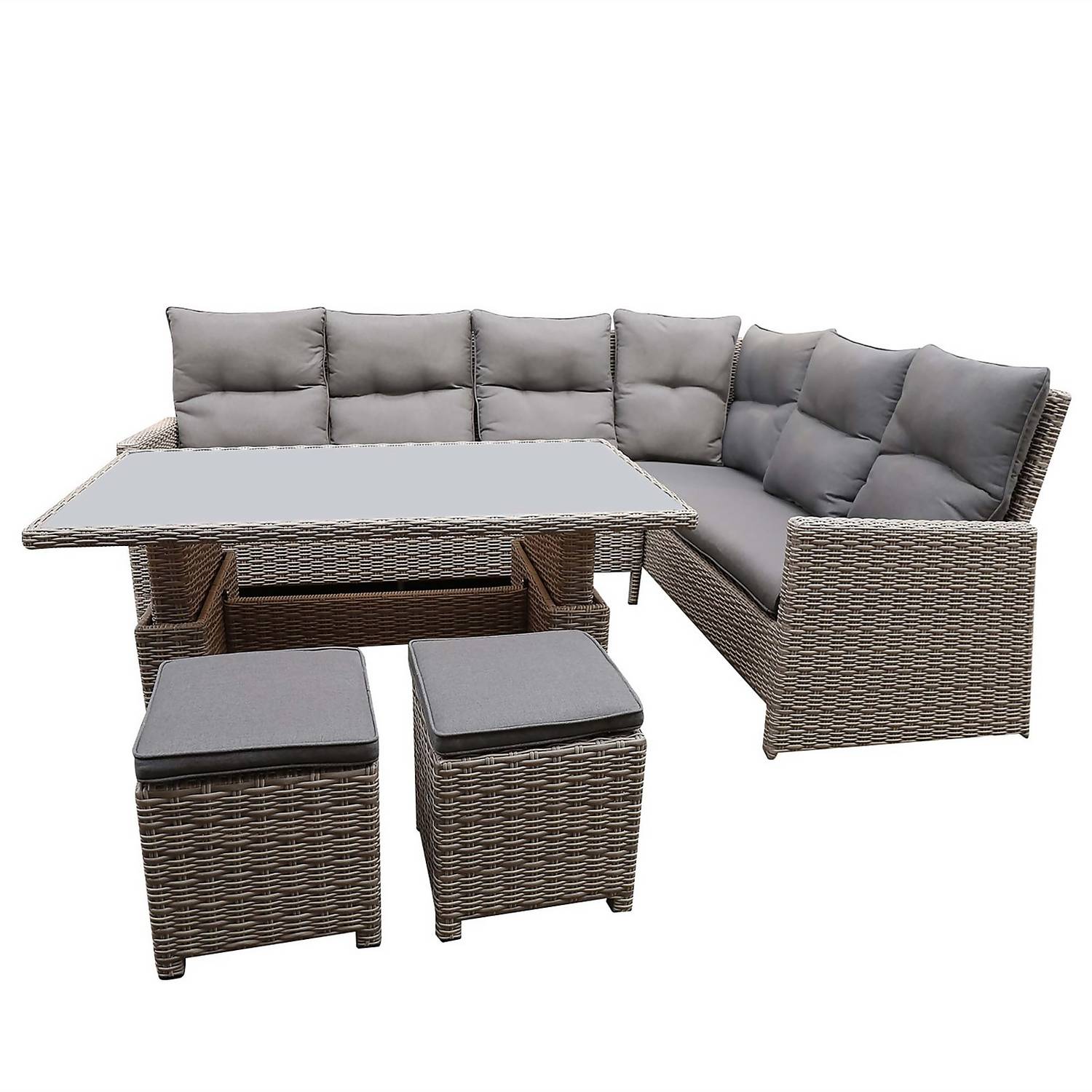 Mortimer Grey Rattan Garden Corner Sofa Set