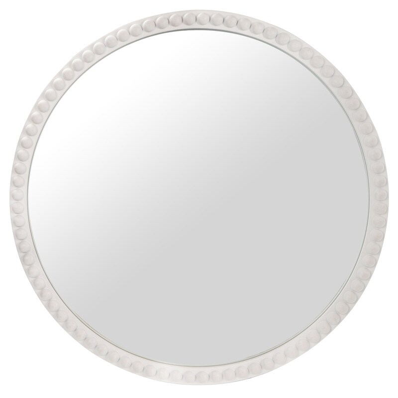 Orbit Round Beaded Wood Frame Farmhouse Style Wall Mirror