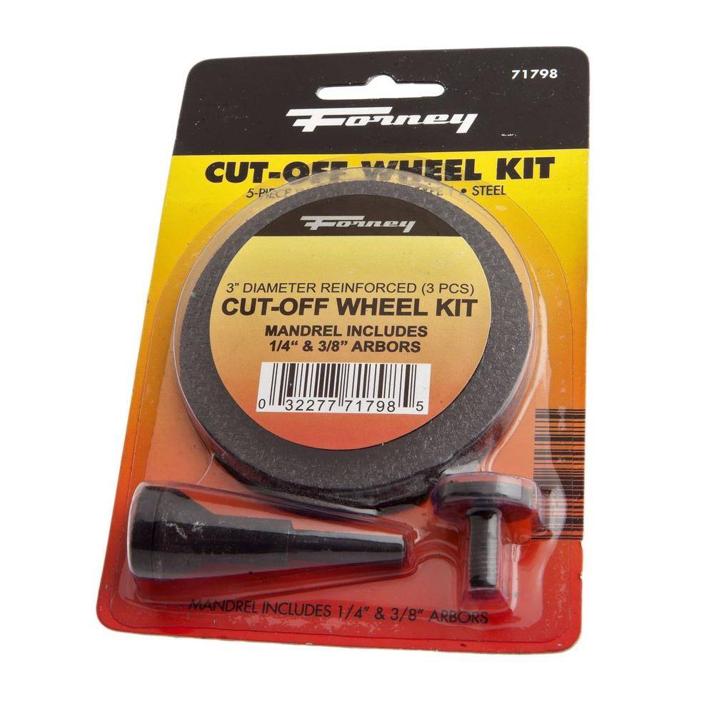 Forney 3 in. x 132 in. x 14 in. Shank Mandrel Cut-Off Wheel Kit (5-Piece) 71798