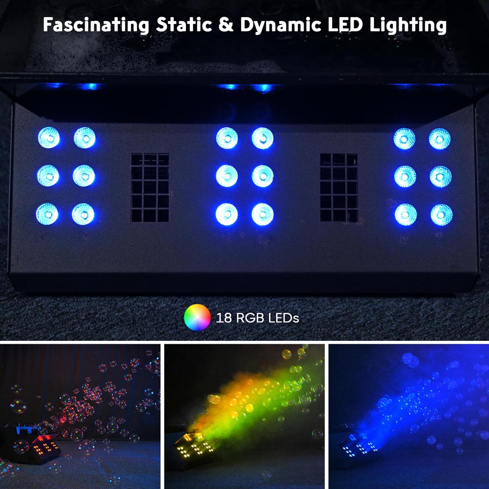 Yescom 3in1 LED Fog Bubble Machine with Remote DMX 18-RGB 3000W