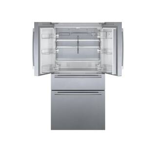 Bosch 800 Series 36 in. 21 cu ft Smart Counter Depth French Door Bar Handle Refrigerator in Stainless Steel with Ice and Water B36CL80SNS