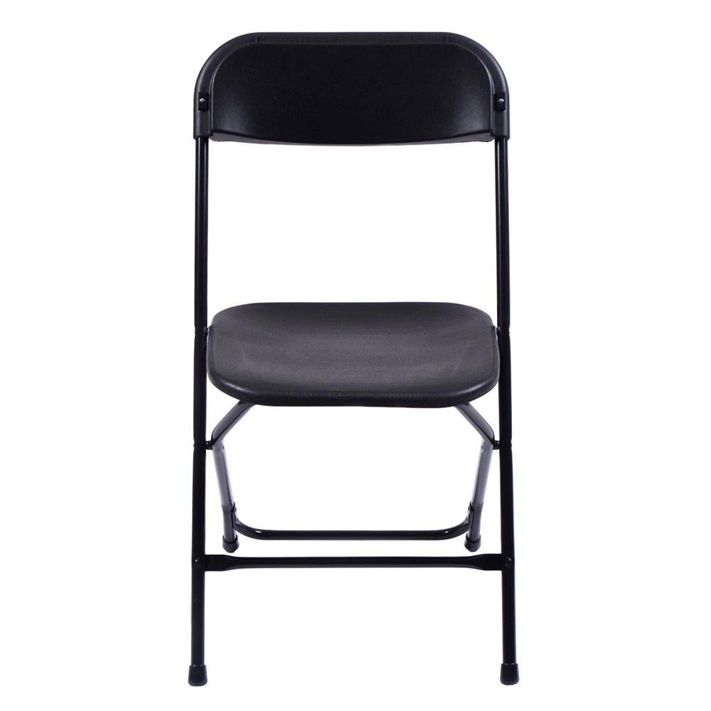 SalonMore Set of 5 Folding Chairs Heavy Duty Steel Frame Plastic Commercial Wedding Party Black