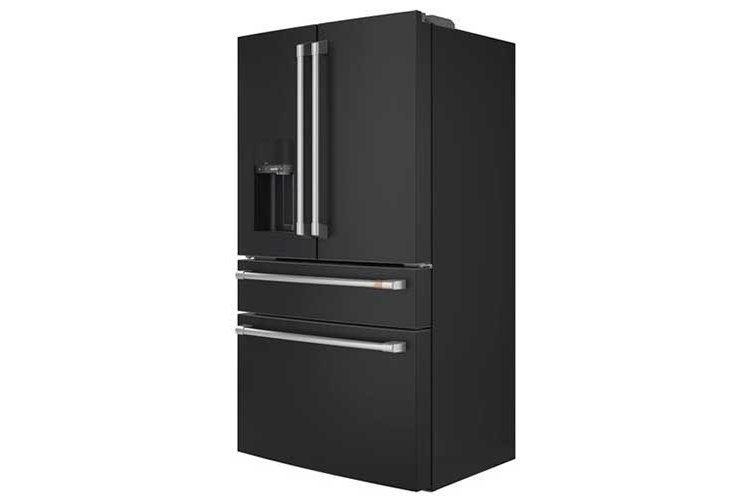 Cafe ENERGY STAR 22.3 Cu. Ft. Matte Black With Brushed Stainless Smart Counter-Depth 4-Door French Door Refrigerator