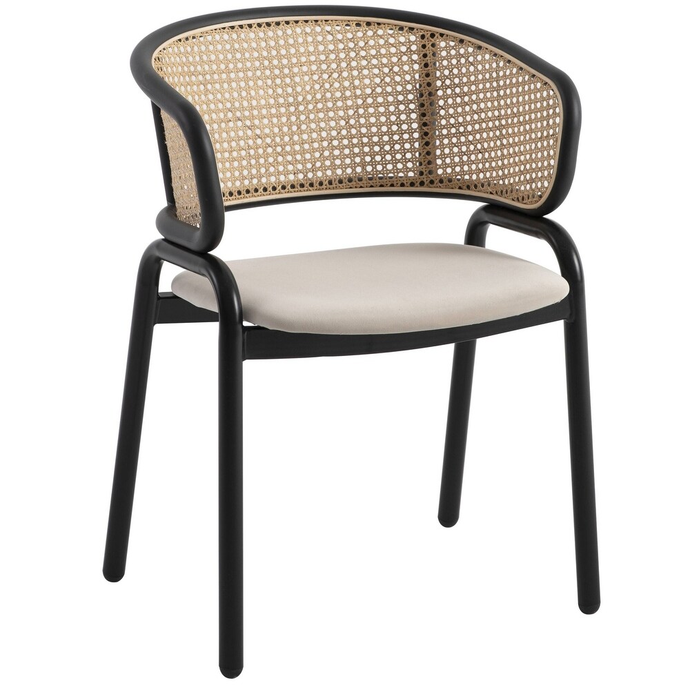 Leisuremod Ervilla Modern Dining Chair with Black Base  Wicker Back