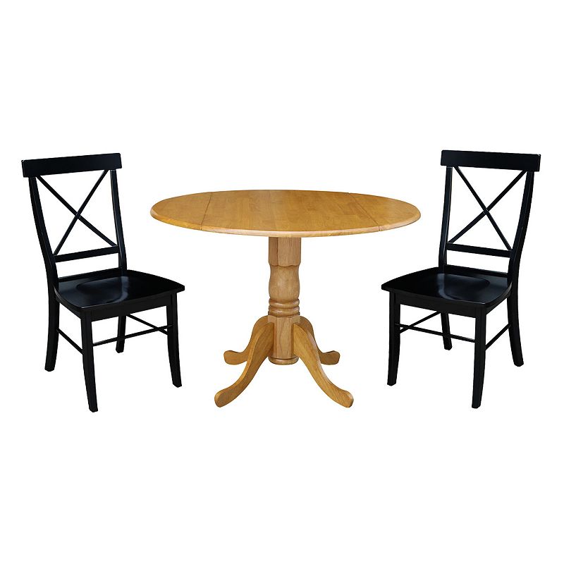 International Concepts Dual Drop Leaf Dining Table and Dining Chair 3-piece Set