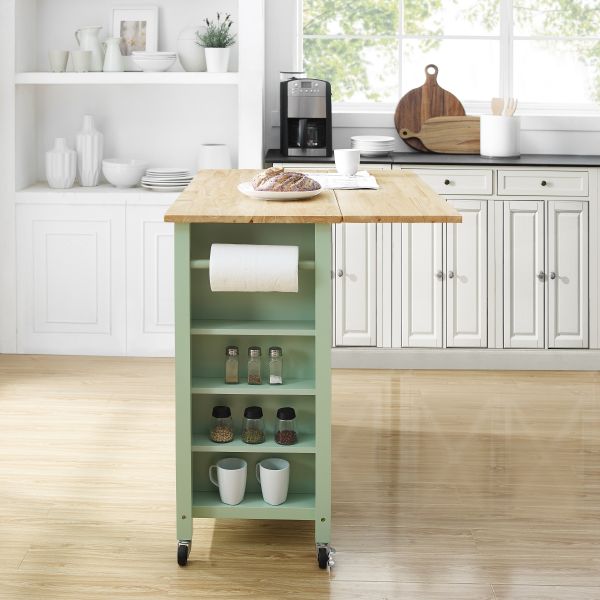 Savannah Wood Top Drop Leaf Kitchen Island/Cart