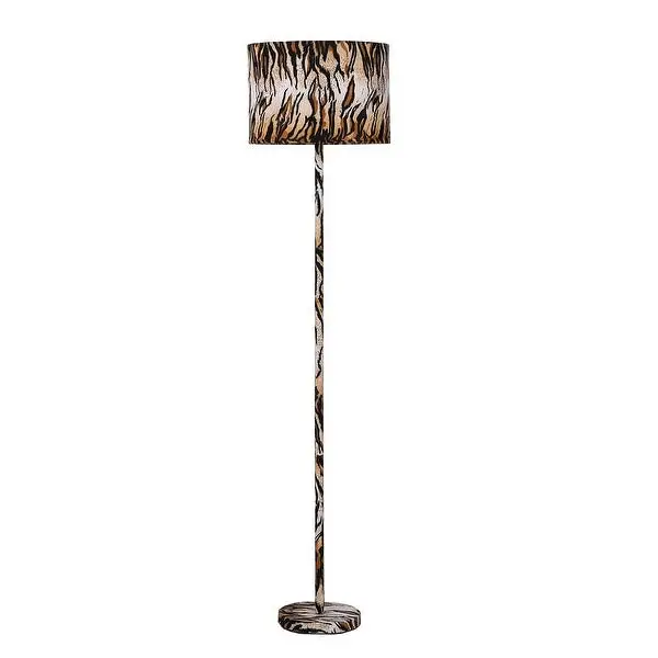 59 In. Faux Suede Tiger Print Floor Lamp