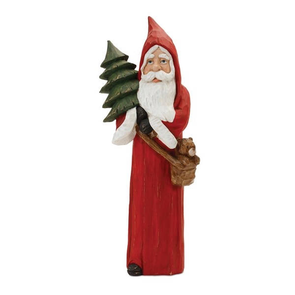 Woodland Santa with Pine Tree Statue 15H