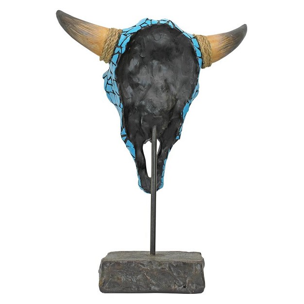 Design Toscano Western Faux Turquoise Encrusted Cow Skull Statue