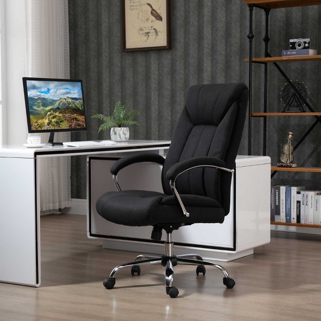 Vinsetto High Back Swivel Home Office Chair Task Ergonomic Linen Fabric Computer Chair With Arm Adjustable Height