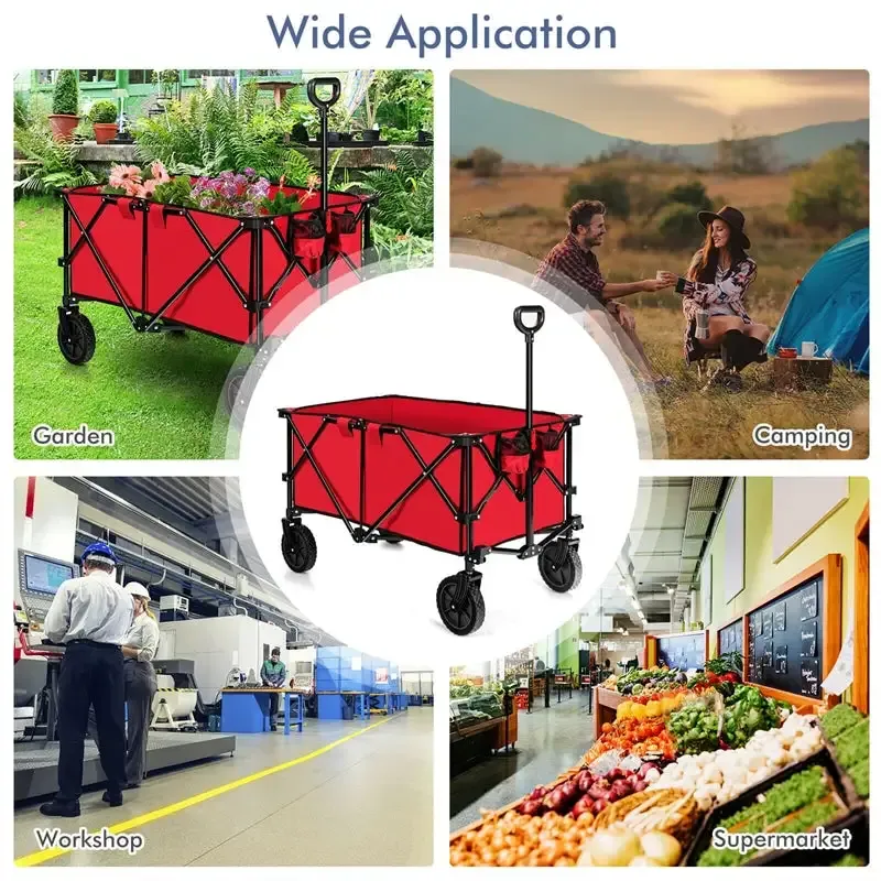 Outdoor Collapsible Utility Garden Wagon Cart Trolley Buggy