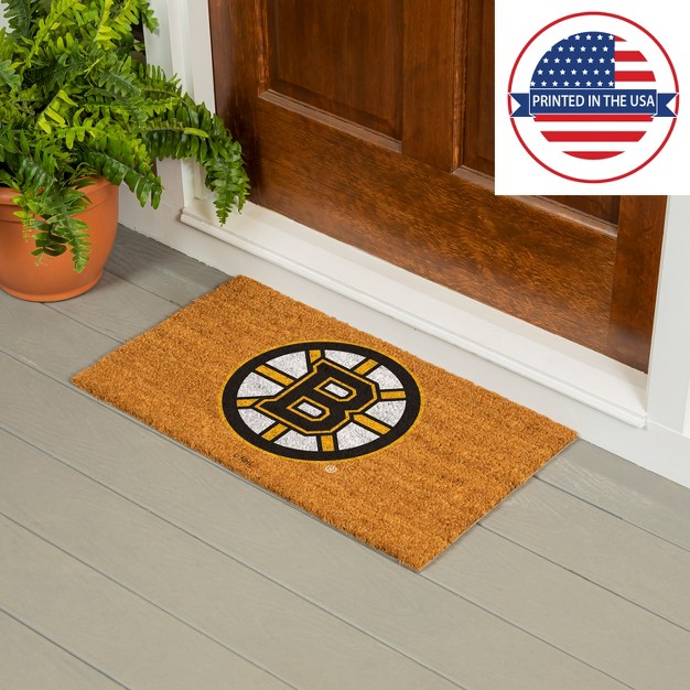 Evergreennhlboston Bruins Logo Natural Coir 28 X 16 Inches Indoor Outdoor Doormat