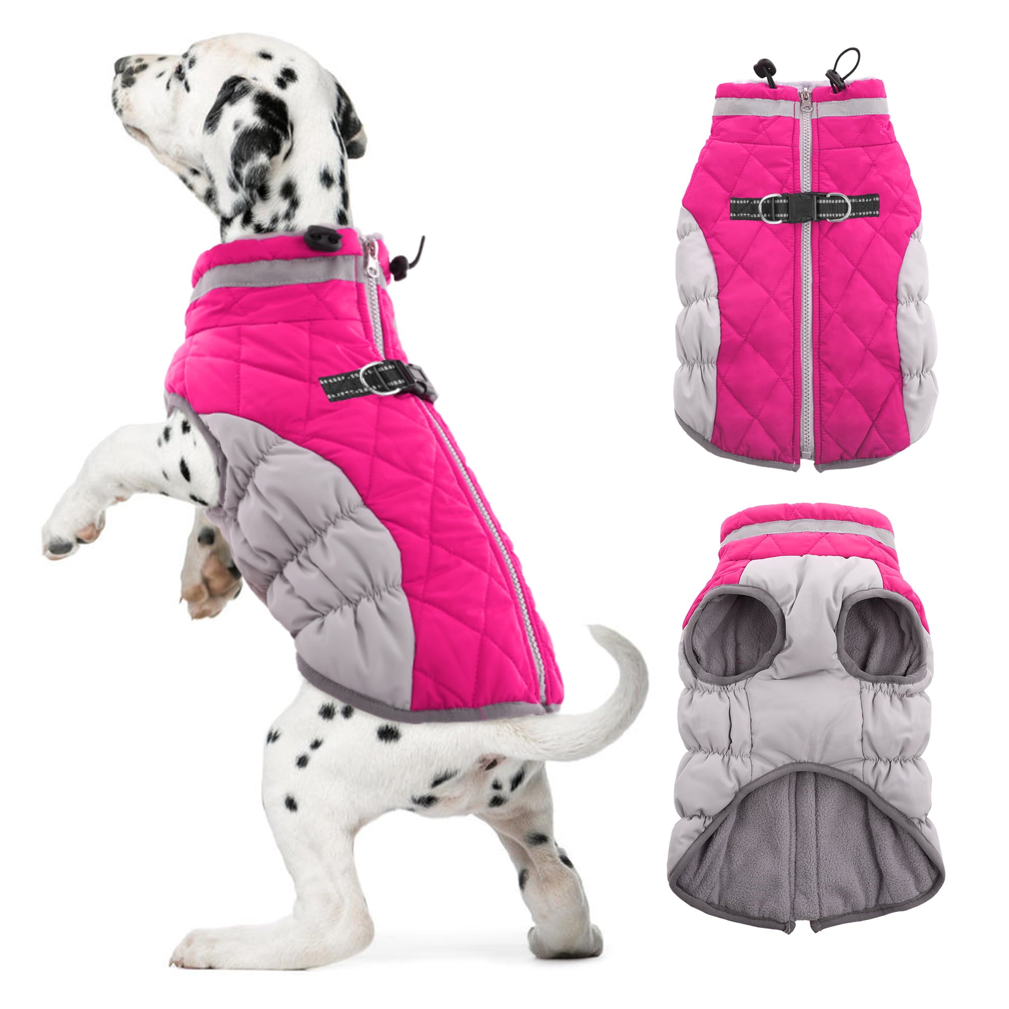 PUMYPOREITY Warm Dog Winter Coat Cold Weather Dog Jacket Windproof Reflective Turtleneck with Neckline D-Ring for Leash Thick Fleece Lining Outdoor Padded Vest for Small Medium Large Dogs