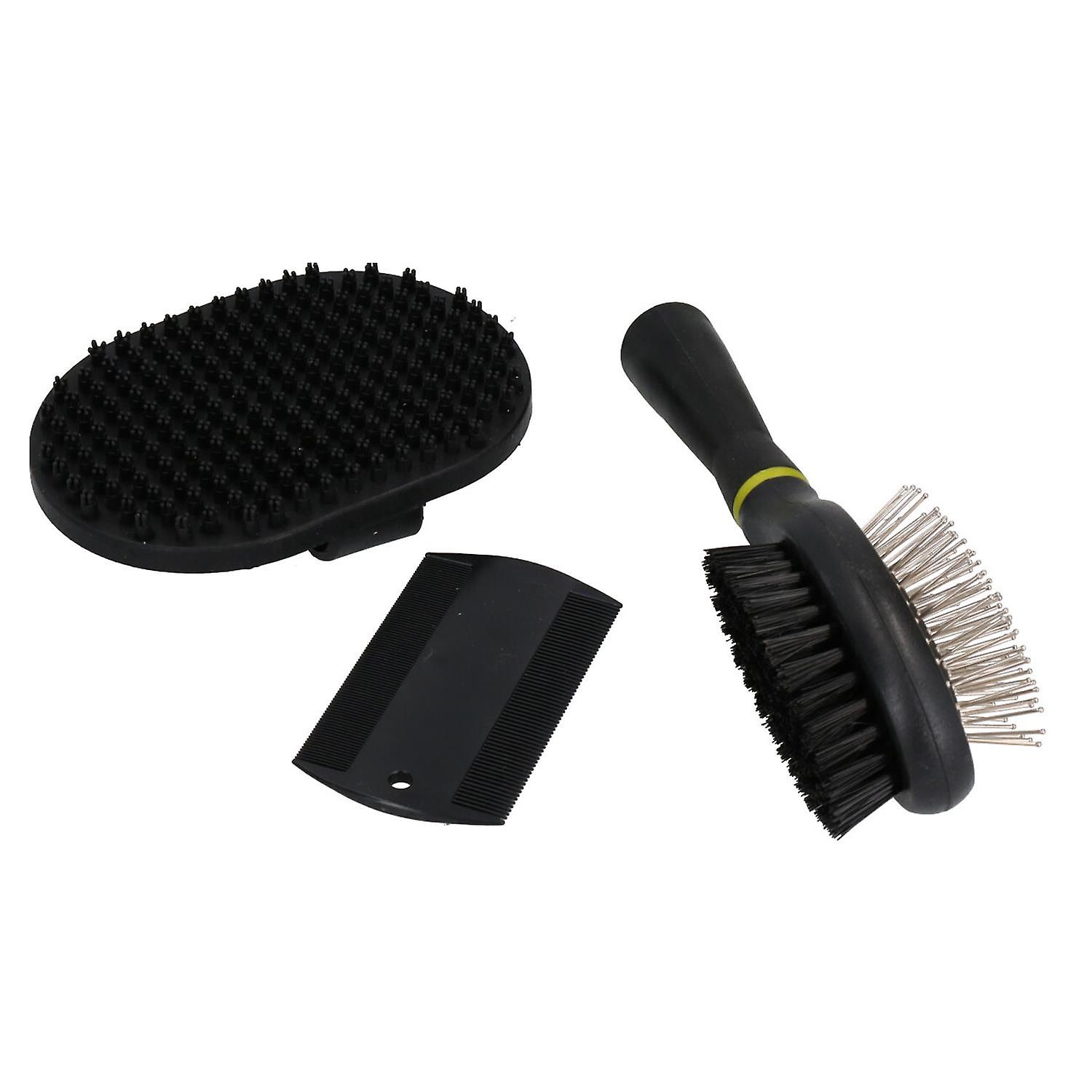 Puppy Starter Groom Set Dog Grooming: Palm Brush， Ball Pin Brush and Flea Comb