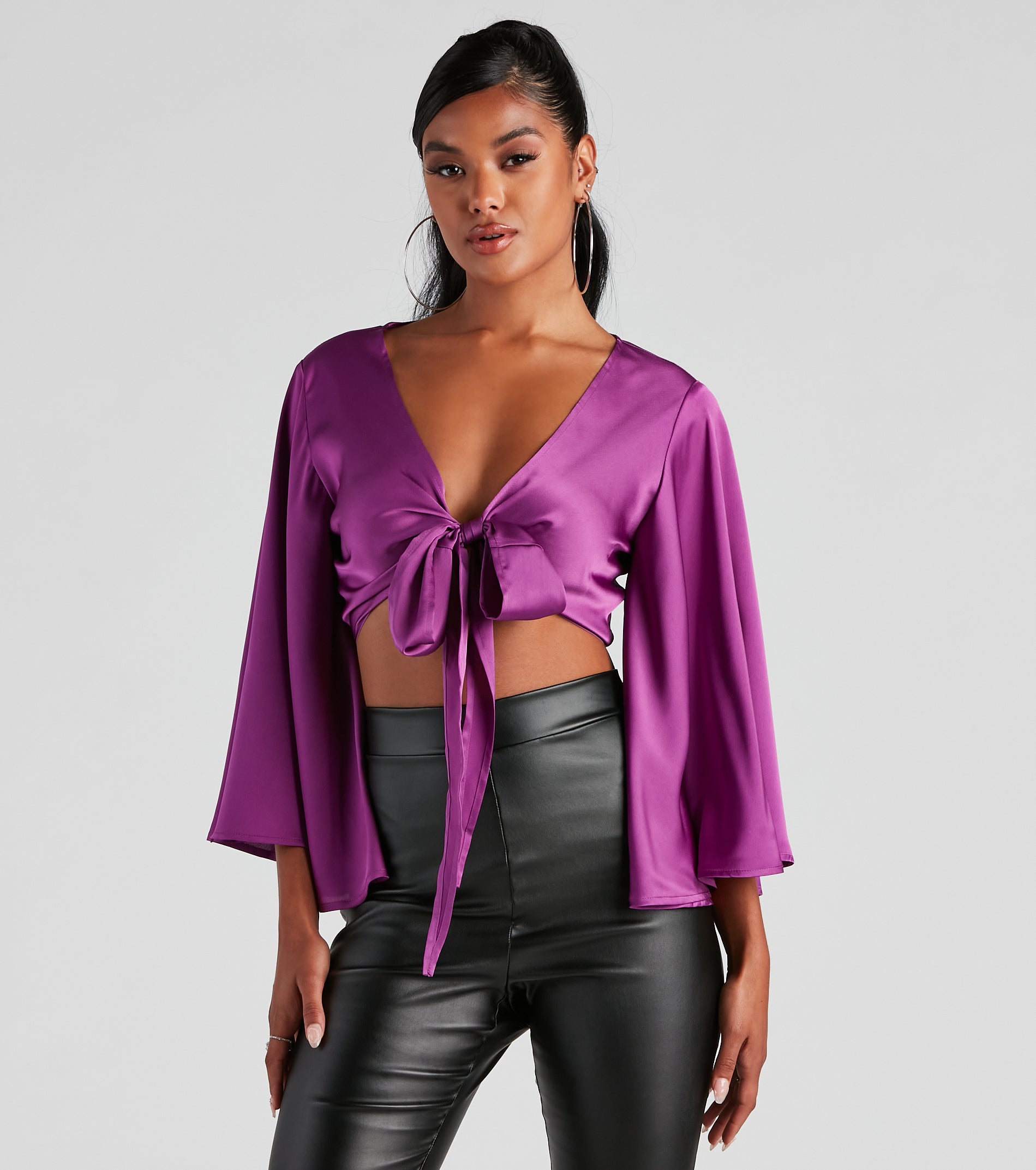 Sweet Secret Satin Kimono Sleeve Top