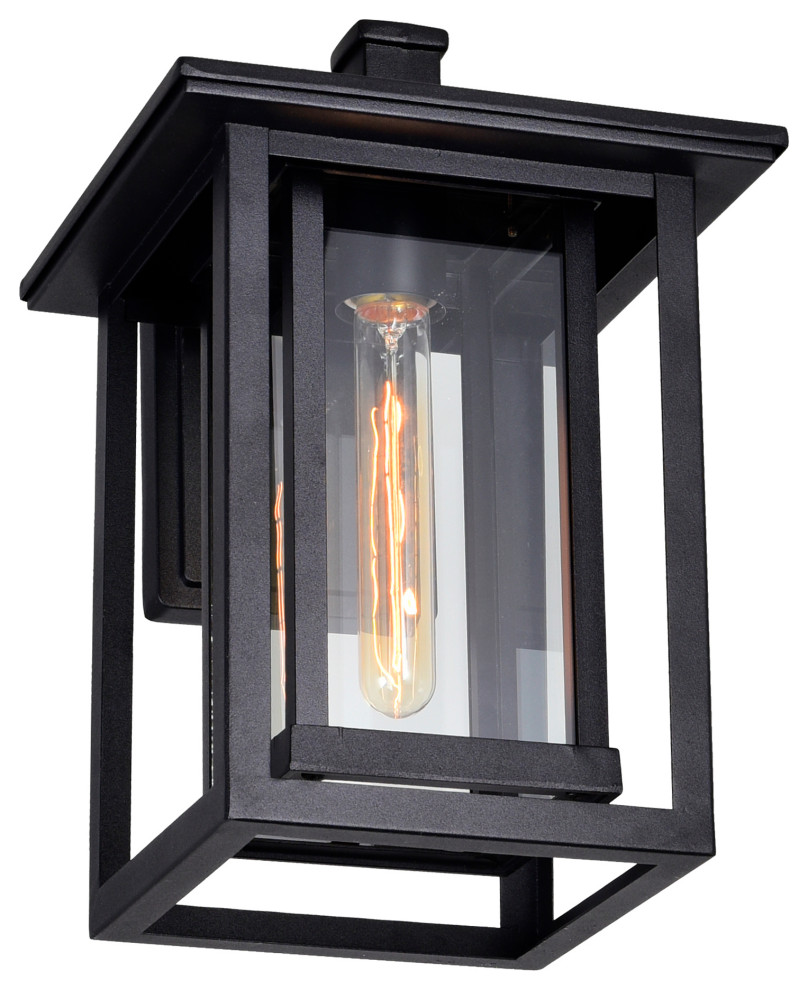 Winfield 1 Light Black Outdoor Wall Light   Transitional   Outdoor Wall Lights And Sconces   by CWI Lighting  Houzz