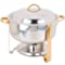 Gold Accent Soup Chafer- Commercial 8 Qt. Round Gold Accent Soup Chafer for Kitchen， Restaurant Buffet