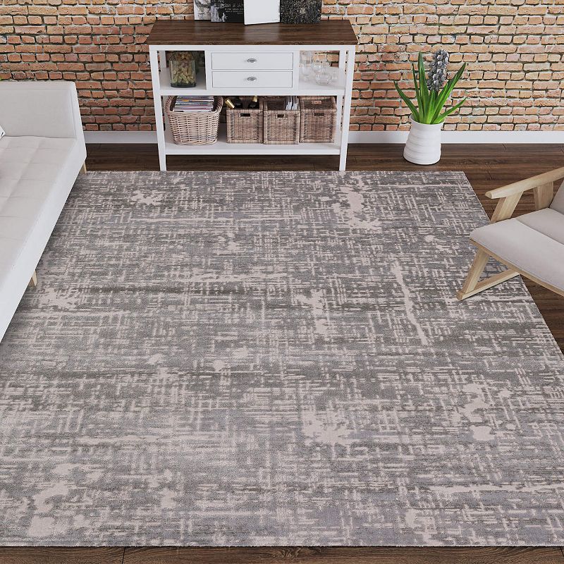 Addison Dayton Distressed Crosshatch Smoke Accent Rug