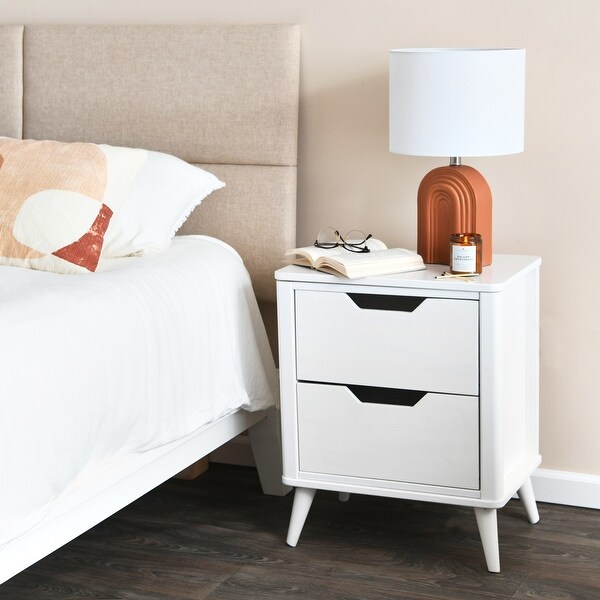 Solid Wood Nightstand with 2 Storage Drawers - - 37176442