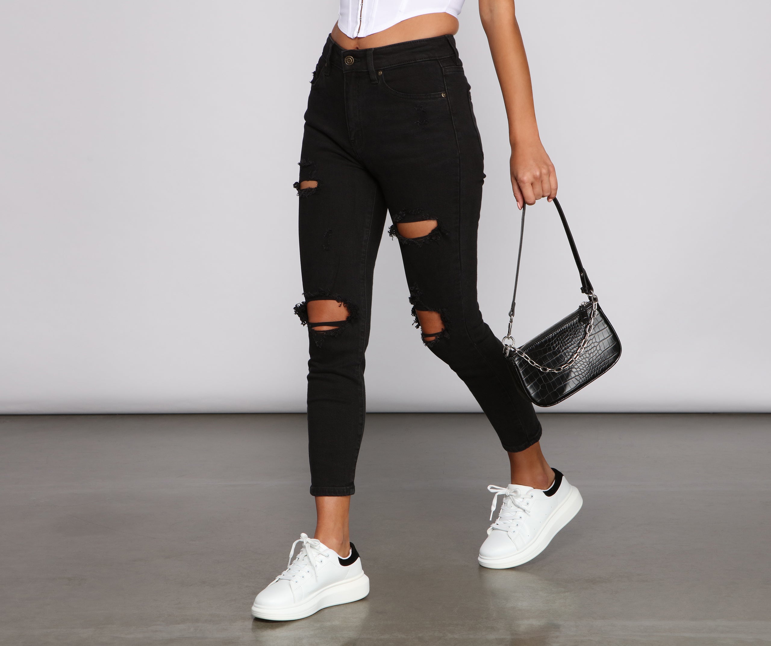 Bella High Rise Destructed Skinny Jeans