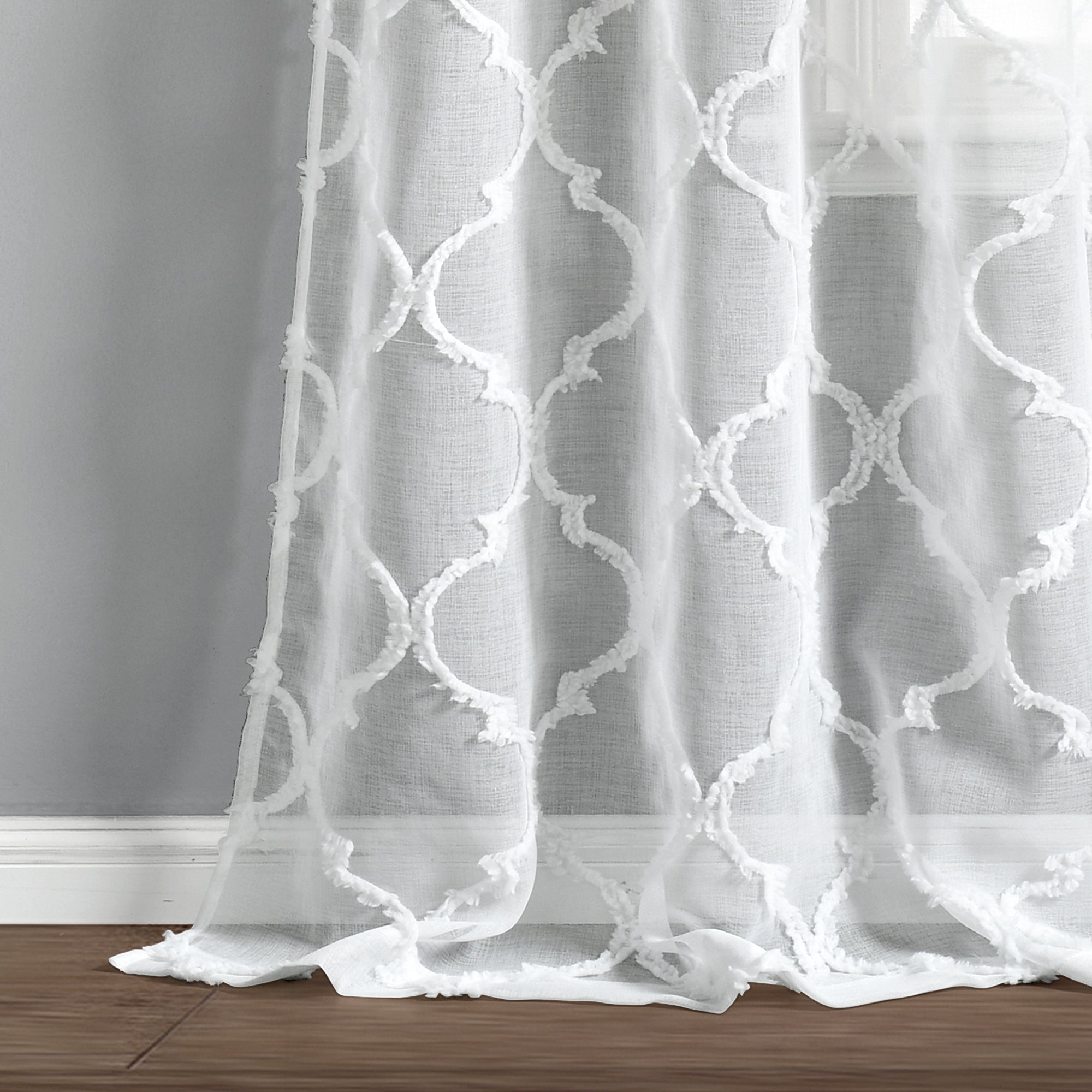 Avon Trellis Grommet Sheer Window Curtain Panel Set