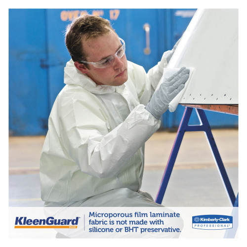 KleenGuard A35 Liquid and Particle Protection Coveralls， Zipper Front， Hooded， Elastic Wrists and Ankles， X-Large， White， 25/Carton (38939)