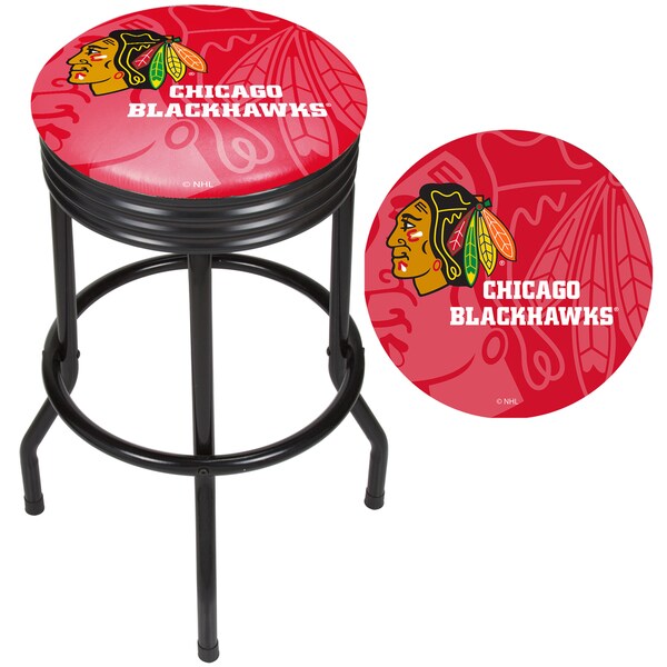 NHL Black Ribbed Bar Stool