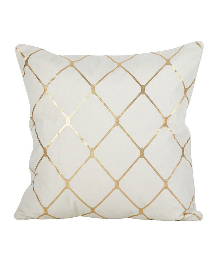 Saro Lifestyle Metallic Diamond Decorative Pillow， 18