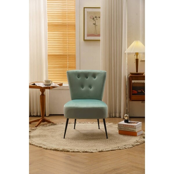 Tufted back farmhouse slipper chair accent chair